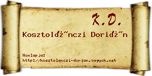 Kosztolánczi Dorián névjegykártya